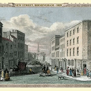 View down New Street in Birmingham 1829