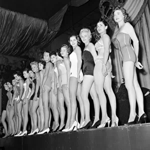1958 Miss World Beauty Contestants pictured during rehearsals, Lyceum Theatre, London