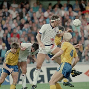 6 September 1989, Sweden v England. Terry Butcher in action during the vital World Cup