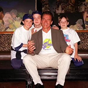 Actor Arnold Schwarzenegger June 1998 at Planet Hollywood to help launch Commit to