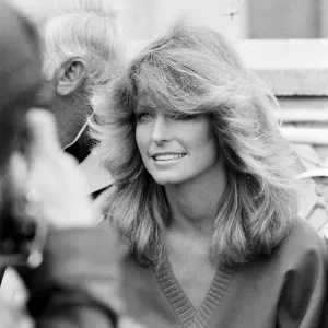 US actress Farrah Fawcett Majors pictured at a photo reception at the Dorcester Hotel in