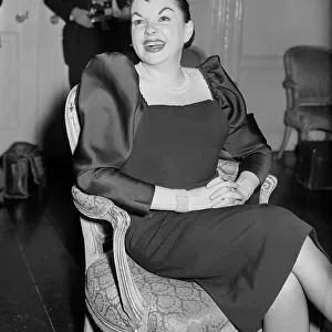 Actress Judy Garland at a press conference October 1957
