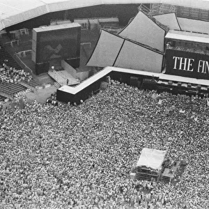 Aerial photo shows the 1000s of fans attending Wham ! The Farewell Concert at Wembley