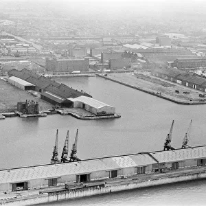Aerial view of Liverpool Docks, Merseyside. 17th August 1980