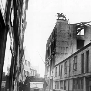 Air raid damage in Cardiff, Wales. Circa 1941