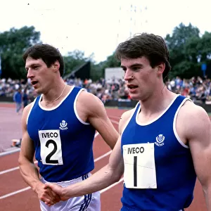 Allan Wells (left) and Cameron Sharp of Scotland complete a 1-2 in the 100m at