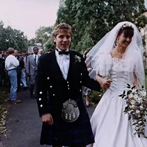 Ally McCoist wife Allison wedding Highland dress kilt bride bouquet