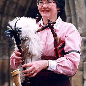 Ann Sessoms assistant curator at The Chantry Museum, Morpeth with bagpipes made