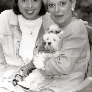 Anne Bancroft - Actress with Charlotte Coleman with dog smiling