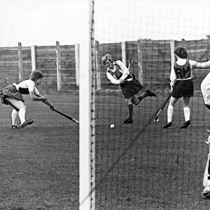 Anne Witworth (second left) scores for the first team in a practice match for the Durham
