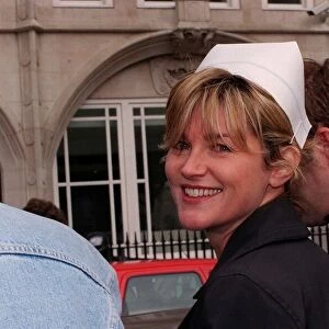 Anthea Turner TV Presenter May 1998 Wearing nurses hat