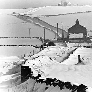 The area near Loftus, Redcar and Cleveland, North Yorkshire, cut off by snow