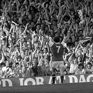 Arsenal v Leeds Liam Brady celebrates his goal with the crowd 19 / 08 / 1978