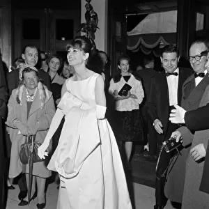 Audrey Hepburn at the London premier of "Breakfast at Tiffany s"