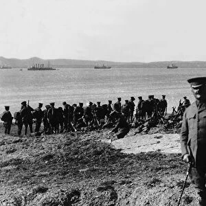 Australian troops preparing to embark for the Dardanelles for the landings at