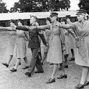 The Auxiliary Territorial Service (ATS) under instruction for a drill