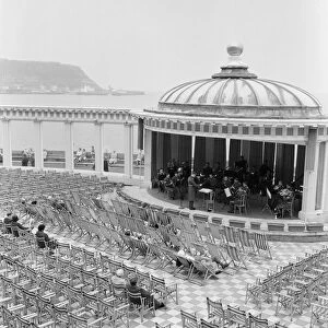A band playing in the bandstand at Scarborough, North Yorkshire. May 1964