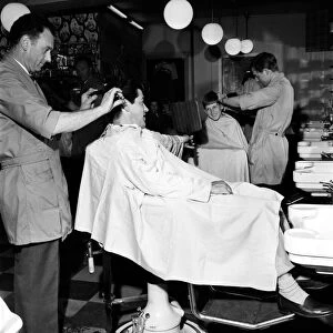 Barber Shop: Michael Holliday having hair cut at Ronnies of Streatham
