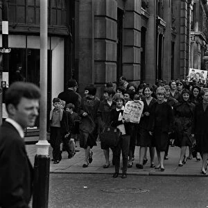 Beatles fans pictured ahead of the groups "Sunday Night at the London Palladium