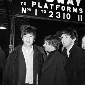 The Beatles at paddington Station about to board the train for the filmining for "
