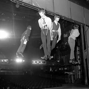 The Beatles running through a Flying Ballet routine with during rehearsals for