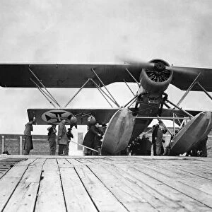 A Blackburn Shark seaplane bound for the Portuguese Airforce seen here on the slipway of