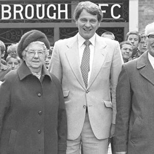 Bobby Robson with his parents Lillian and Philip Robson at Middlesbrough Football Club