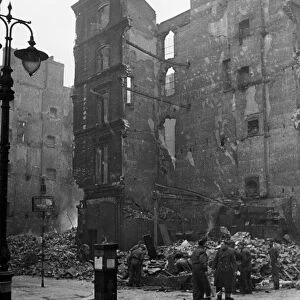 Bomb damaged Newgate, London, during the Blitz, World War Two. Circa 1940