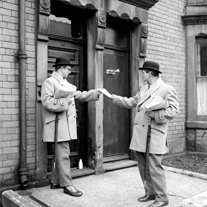 Bowler hatted gentleman paper boys. Tom Hofferton and Stan Stevens. 1966 A569