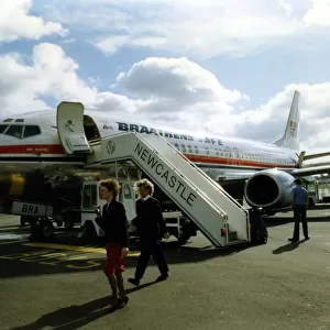 A Braathens SAFE Boeing 737 airliner / aircraft at Newcastle Airport