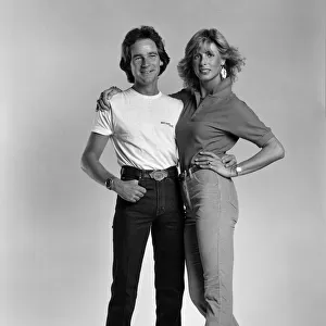 British Motorcycle road racer Barry Sheene poses with his girlfriend Stephanie McLean in