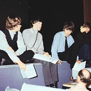 British pop group The Beatles rehearsing at London palladium for "