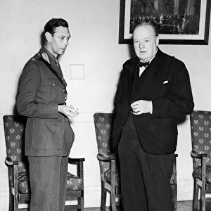 British Prime Minister Winston Churchill pictured with King George VI after his North