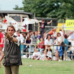 The British Steel Gala, Teesside. Crowds enjoying a falconry display. 4th July 1993