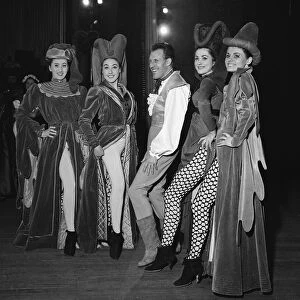 Bruce Forsyth with the chorus girls from the panto Turn Again Whittington 1961