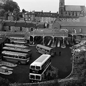 The bus station in Durham City, County Durham. 24th May 1969
