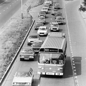 Busy scenes on the road to Southend, Essex during the summer holidays