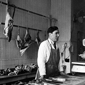 The butchers shops in the village of Ballater in Scotland. September 1958