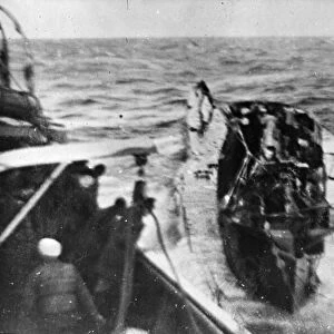 A captured German submarine during the battle of the Atlantic