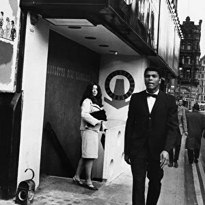Cassius Clay in London ahead of his world title fight with Henry Cooper