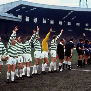 Celtic and Inter players wave to crowd April 1972