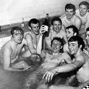 Celtic players celebrating in team bath 1970