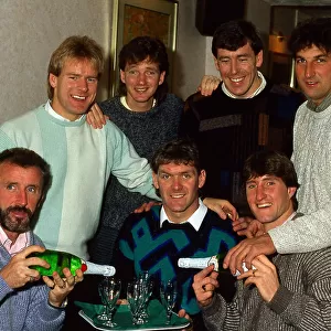 Celtic players at opening Fullarton Park hotel October 1986