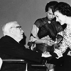 Charlie Chaplin Silent Movie Star Comedy Actor meeting the Queen Elizabeth after