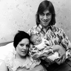 Charlie George Football Player and his wife Susan March 1973 with their new baby