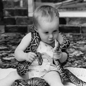 Childs Play Kirsty with her pet Python Snake threesome. May 1984 P000522