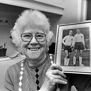 Cissie Charlton, mother of Jack and Bobby Charlton, posed at home