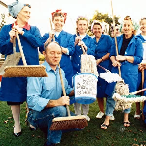 Cleaners from Dene School, Thornaby, were armed with their mops