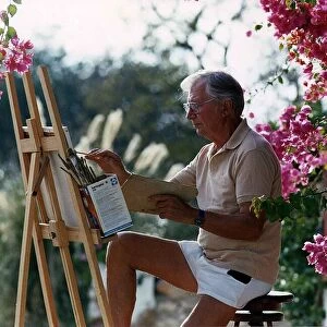 Clive Dunn Actor - November 1989 Relaxes By Doing Oil Paintings