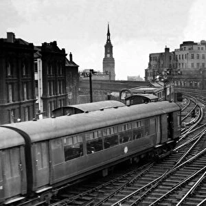 A coast train pulls into Newcastle Central Station on 28th July 1962